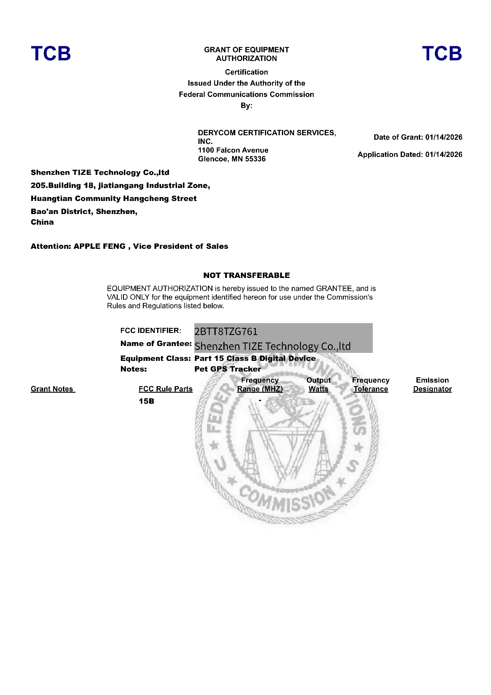 SnnyPet G761 Pet GPS Tracker FCC ID 2BTT8TZG761